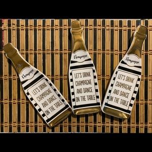 Charming Charlie Gold and Black Champagne Bottle spoon rest